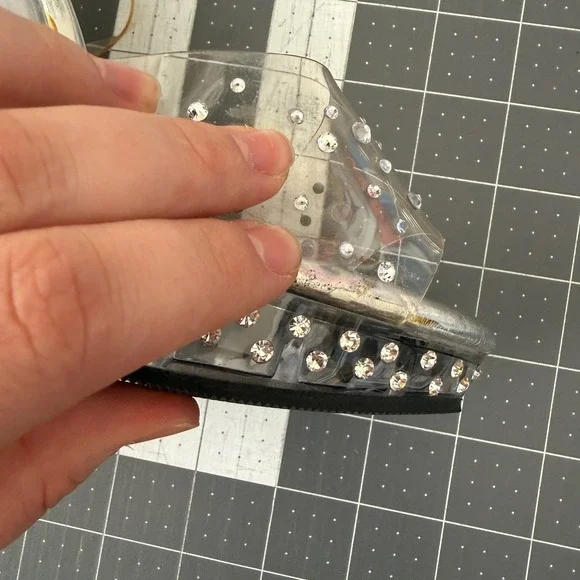 Fabulicious Size 7 Silver Rhinestone Platform Heels Bodybuilding Dance Peep Toe - Picture 7 of 10